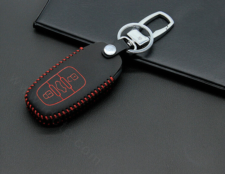 Cheap Genuine Leather Key Ring Auto Key Bags Smart for Audi R8 - Red